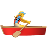 A quoi ressemblent les emoji Rameuse dans une barque sur Apple.