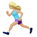 Cómo se ve el emoji Mujer corriendo: tono de piel claro medio en Apple.