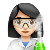 Como o emoji do Cientista mulher: pele clara é exibido no Apple.