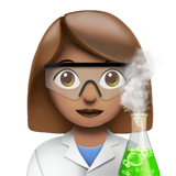 Como o emoji do Cientista mulher: pele morena é exibido no Apple.