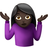 How Woman Shrugging: Dark Skin Tone emoji looks on Apple.