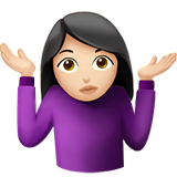 How Woman Shrugging: Light Skin Tone emoji looks on Apple.