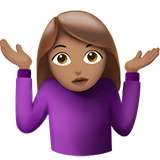 How Woman Shrugging: Medium Skin Tone emoji looks on Apple.