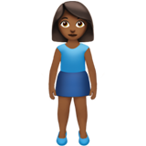 How Woman Standing: Medium-Dark Skin Tone emoji looks on Apple.