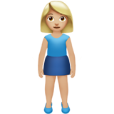 Wie Stehende Frau: mittelhelle Hautfarbe Emoji auf Apple aussieht.