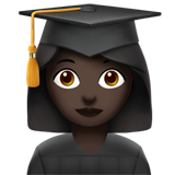 How Woman Student: Dark Skin Tone emoji looks on Apple.