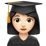 How Woman Student: Light Skin Tone emoji looks on Apple.