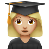 How Woman Student: Medium-Light Skin Tone emoji looks on Apple.