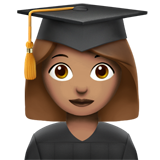 How Woman Student: Medium Skin Tone emoji looks on Apple.