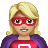 Como o emoji do Super-heroína: pele morena clara é exibido no Apple.