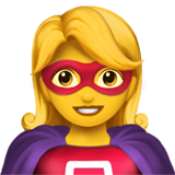 Jak wygląda emoji Kobieta superbohater w Apple.