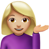 How Woman Tipping Hand: Medium-Light Skin Tone emoji looks on Apple.