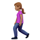 How Woman Walking: Medium Skin Tone emoji looks on Apple.