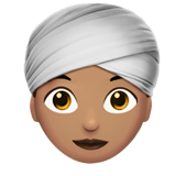 How Woman Wearing Turban: Medium Skin Tone emoji looks on Apple.