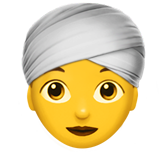 How Woman Wearing Turban emoji looks on Apple.