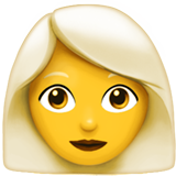 Como o emoji do Mulher: cabelo branco é exibido no Apple.