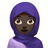 Hoe Vrouw met hoofddoek: donkere huidskleur emoji eruit ziet op Apple.