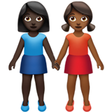 How Women Holding Hands: Dark Skin Tone, Medium-Dark Skin Tone emoji looks on Apple.