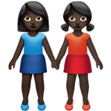 How Women Holding Hands: Dark Skin Tone emoji looks on Apple.