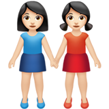 How Women Holding Hands: Light Skin Tone emoji looks on Apple.