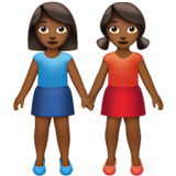 How Women Holding Hands: Medium-Dark Skin Tone emoji looks on Apple.