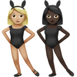 A quoi ressemblent les emoji Femmes avec des oreilles de lapin : peau moyennement claire et peau foncée sur Apple.