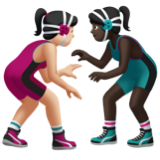 A quoi ressemblent les emoji Lutteuses : peau claire et peau foncée sur Apple.