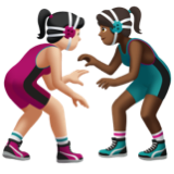 A quoi ressemblent les emoji Lutteuses : peau claire et peau mate sur Apple.