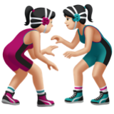Apple에서레슬링하는 여자: 하얀 피부그림 이모티콘이 어떻게 보이는지.
