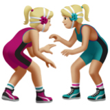 Apple에서레슬링하는 여자: 연한 갈색 피부그림 이모티콘이 어떻게 보이는지.
