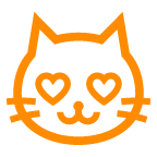 Bagaimana emoji Kucing tersenyum dengan mata berbentuk hati kelihatan di Au-Kddi.