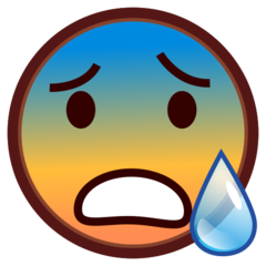 Bagaimana Anxious Face with Sweat emoji terlihat di Emojidex.