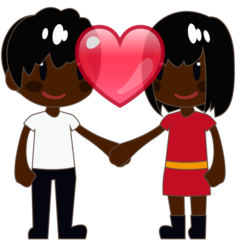 Como o emoji do Casal apaixonado: pele escura é exibido no Emojidex.