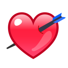 Bagaimana Heart with Arrow emoji terlihat di Emojidex.