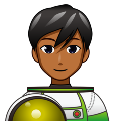 Bagaimana Man Astronaut: Medium-Dark Skin Tone emoji terlihat di Emojidex.