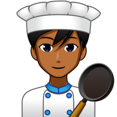 Bagaimana Man Cook: Medium-Dark Skin Tone emoji terlihat di Emojidex.