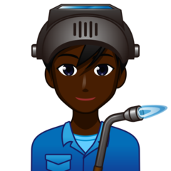 How Man Factory Worker: Dark Skin Tone emoji looks on Emojidex.