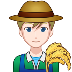 How Man Farmer: Light Skin Tone emoji looks on Emojidex.