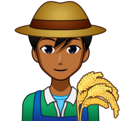 Bagaimana Man Farmer: Medium-Dark Skin Tone emoji terlihat di Emojidex.