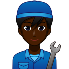 Bagaimana Man Mechanic: Dark Skin Tone emoji terlihat di Emojidex.