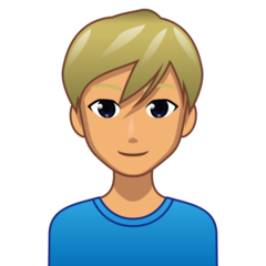 A quoi ressemblent les emoji Homme blond: peau légèrement mate sur Emojidex.