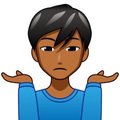 Bagaimana Man Shrugging: Medium-Dark Skin Tone emoji terlihat di Emojidex.