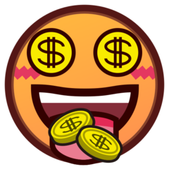 Bagaimana Money-Mouth Face emoji terlihat di Emojidex.