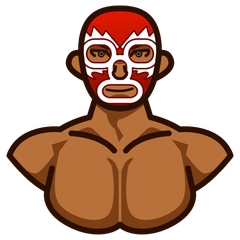Emojidex에서레슬링하는 사람: 진한 갈색 피부그림 이모티콘이 어떻게 보이는지.