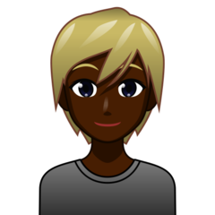 Bagaimana Person: Dark Skin Tone, Blond Hair emoji terlihat di Emojidex.