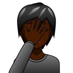 Bagaimana Person Facepalming: Dark Skin Tone emoji terlihat di Emojidex.