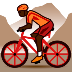 How Person Mountain Biking: Dark Skin Tone emoji looks on Emojidex.