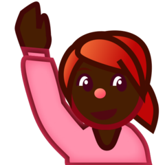 Bagaimana Person Raising Hand: Dark Skin Tone emoji terlihat di Emojidex.