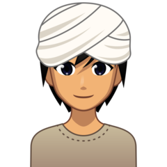 A quoi ressemblent les emoji Personne en turban: peau légèrement mate sur Emojidex.