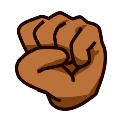 Bagaimana Raised Fist: Medium-Dark Skin Tone emoji terlihat di Emojidex.